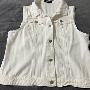 Allegra K White Denim Vest size Large